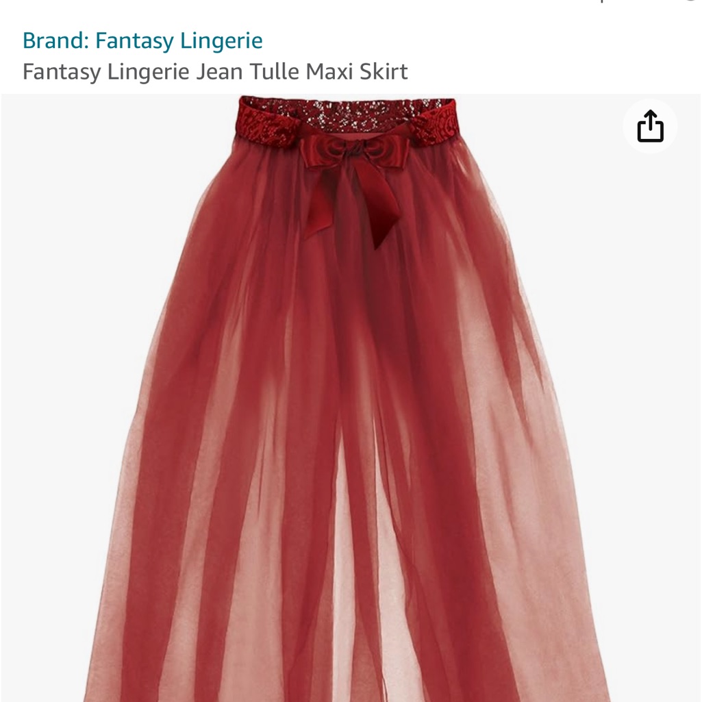 Fantasy Lingerie Jean Tulle Maxie Skirt Wine Red
